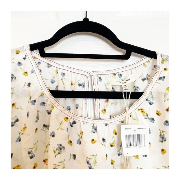 New MAX STUDIO Long-Sleeve Floral-Print Top Women's Size Medium - Picture 8 of 10